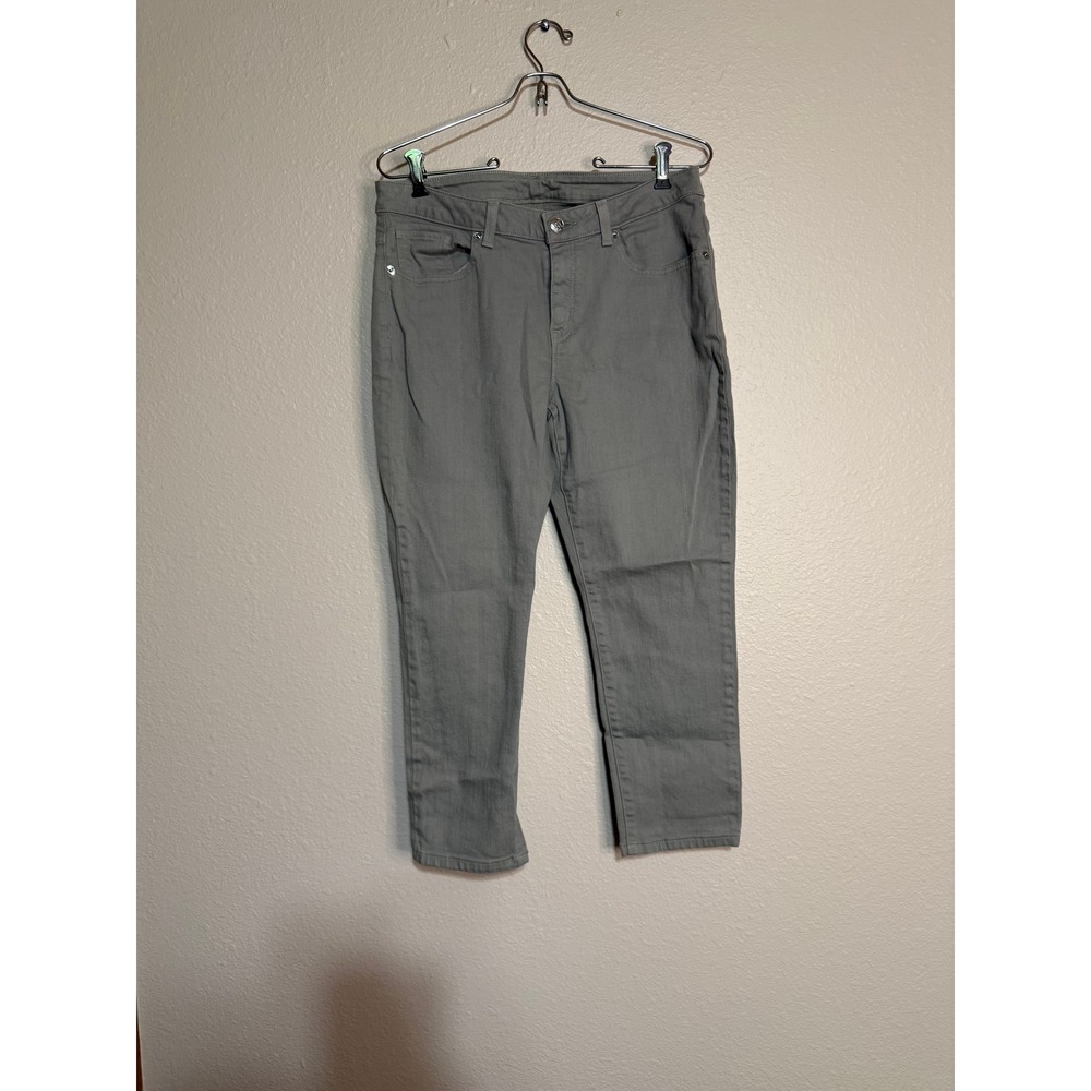Michael‎ Kors Womens Grey Cropped Skinny Jeans Size 6 Stretch Denim MK Logo